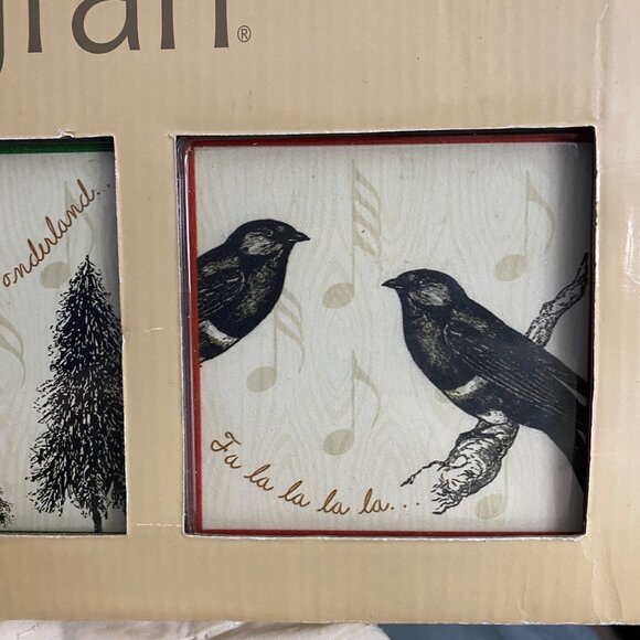 Pfaltzgraff Holiday Set Of 6 Ceramic Coasters With Metal Stand Christmas Winter - Picture 5 of 9